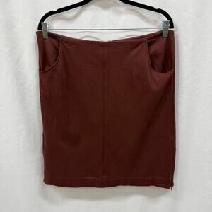 Cabi 3582 Boss Skirt Currant Brown Knee Length Pencil Skirt Side Zip Slits 12